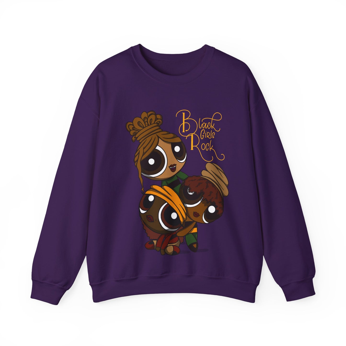 Black Girls Rock Crewneck Sweatshirt – Cute Cartoon Trio Graphic