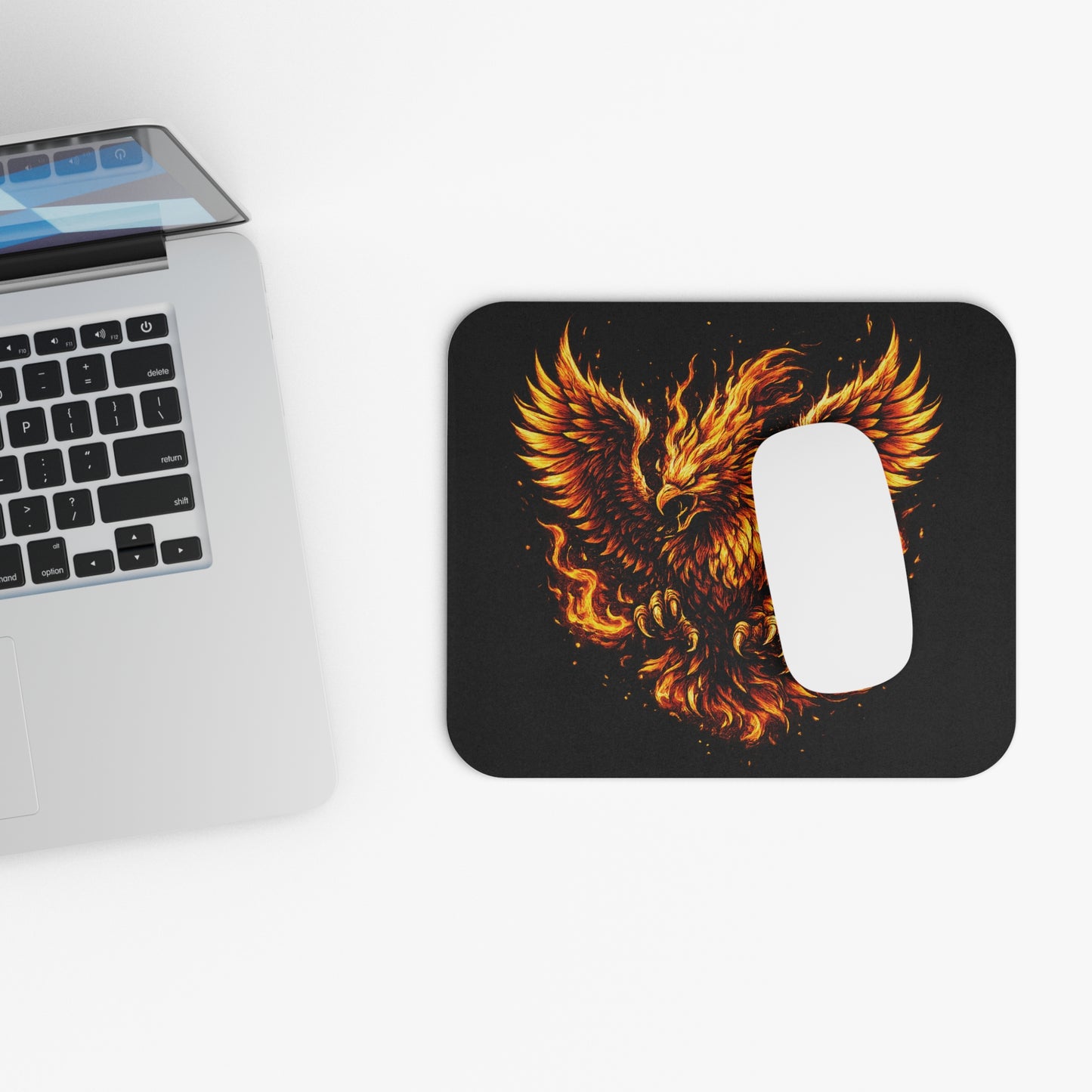 Fiery Phoenix Mouse Pad — Flaming Phoenix Desk Mat for Gamers & Students