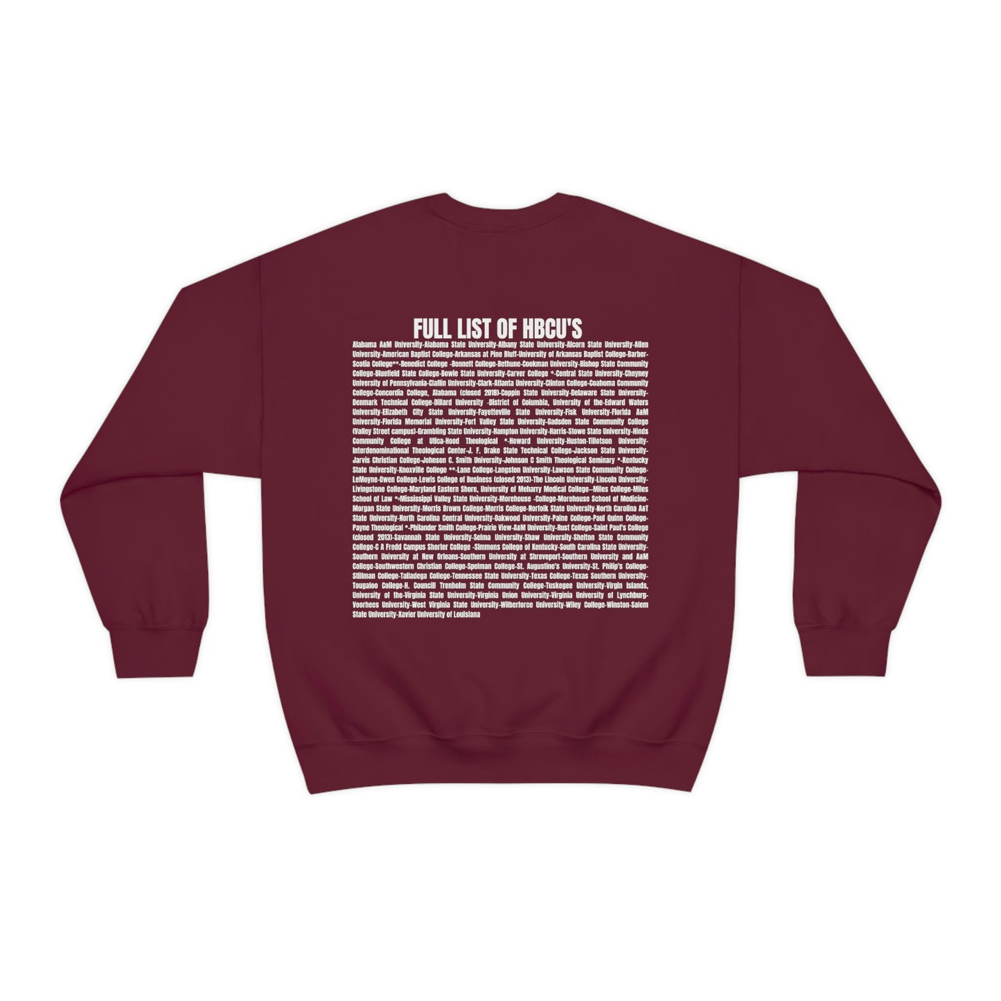 HBCU Unisex Heavy Blend™ Crewneck Sweatshirt*Maroon and white*