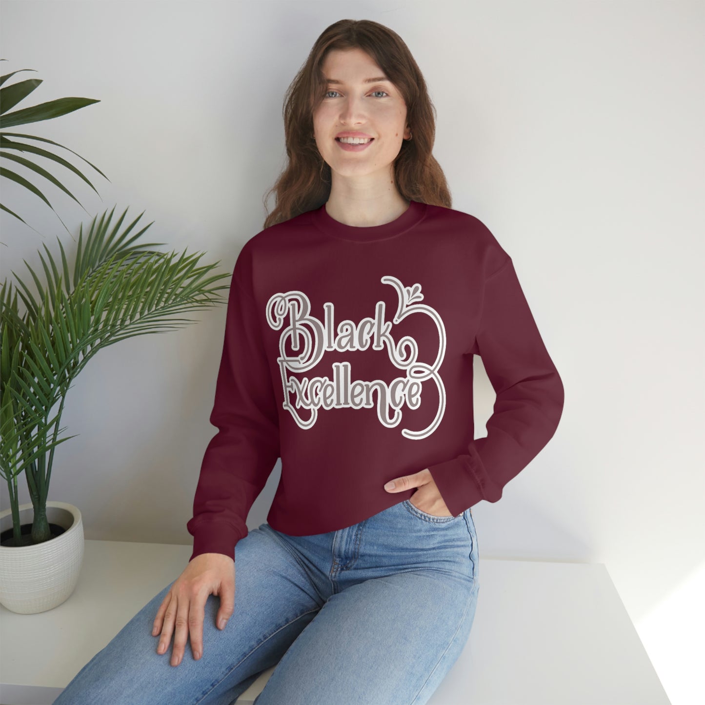HBCU Unisex Heavy Blend™ Crewneck Sweatshirt*Maroon and white*