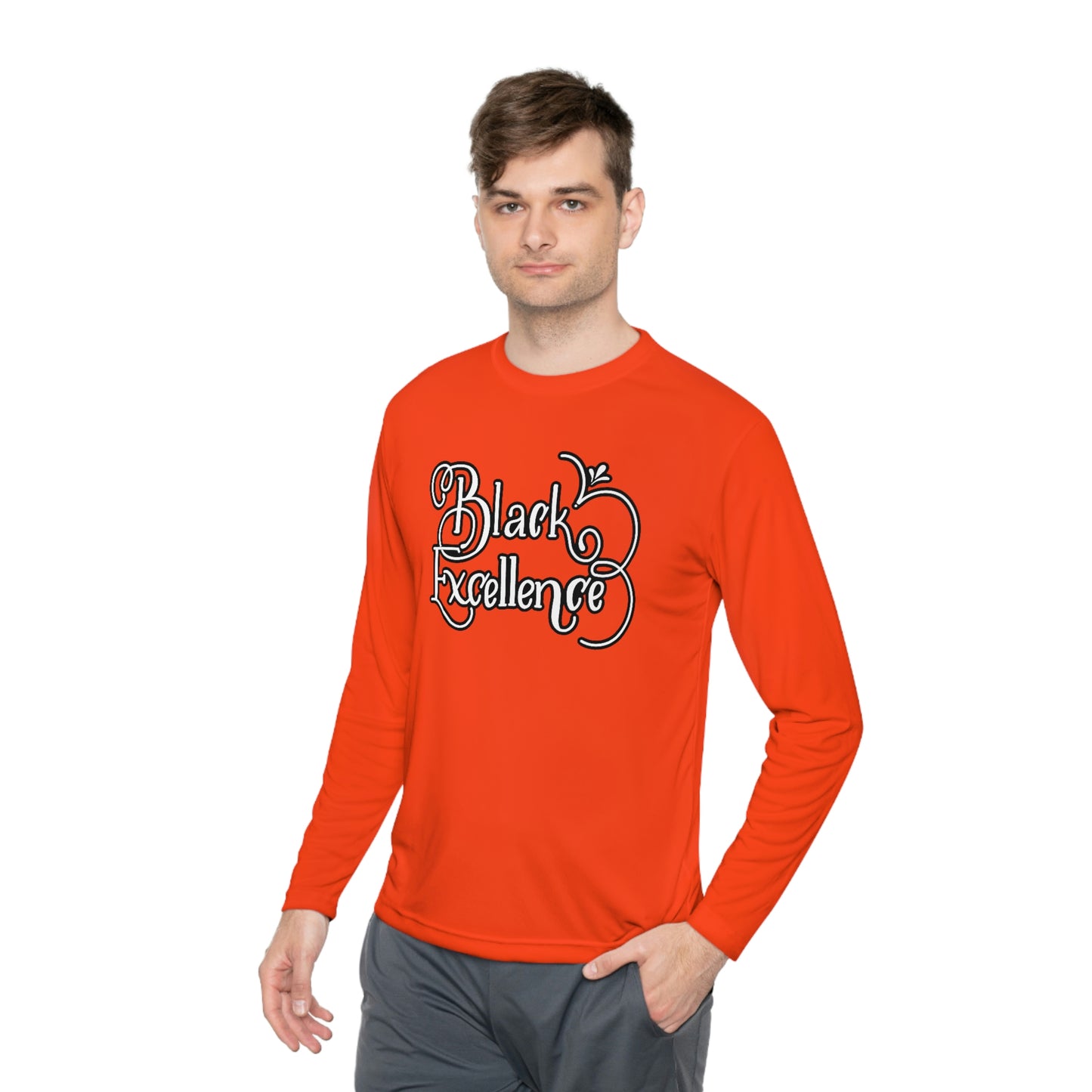 Black Excellence Long Sleeve Tee-Orange
