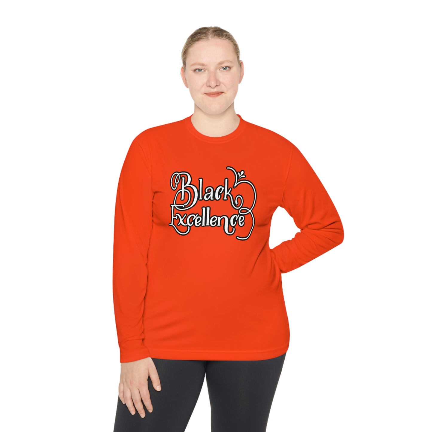 Black Excellence Long Sleeve Tee-Orange