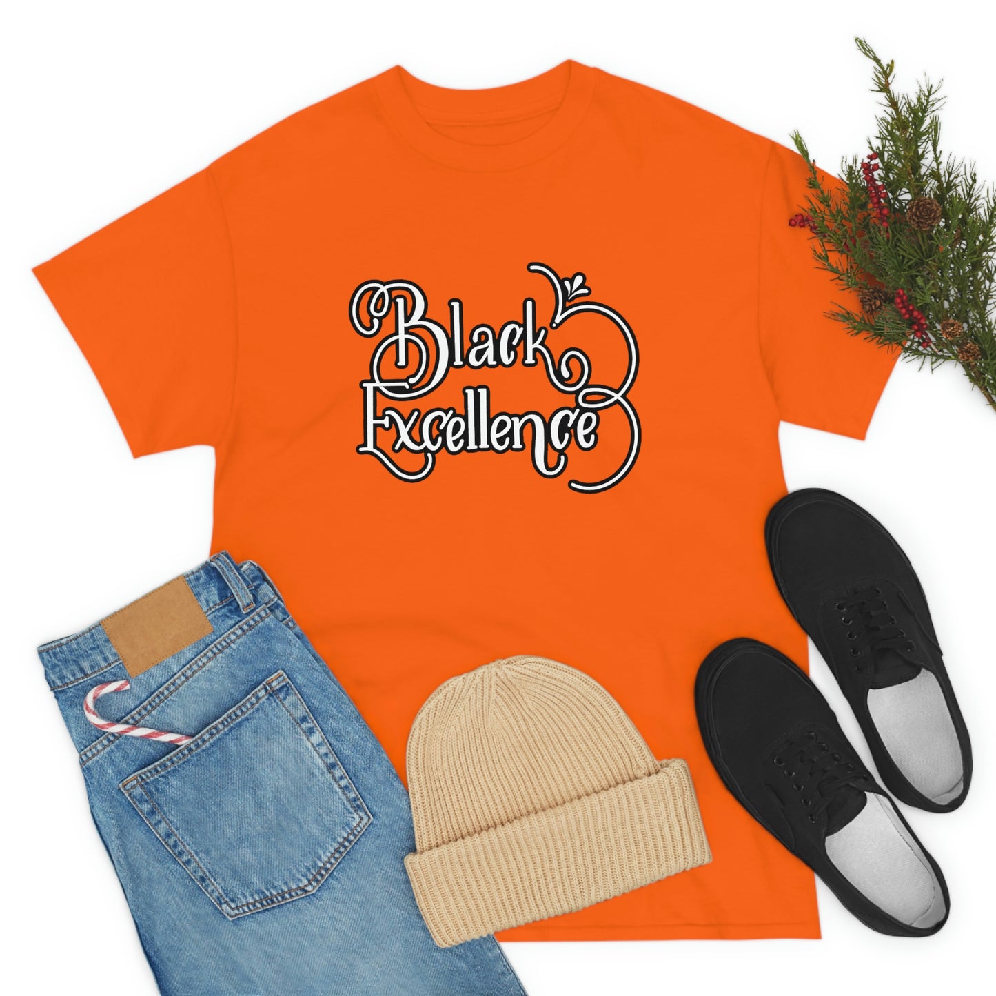 Black Excellence Tee-Orange