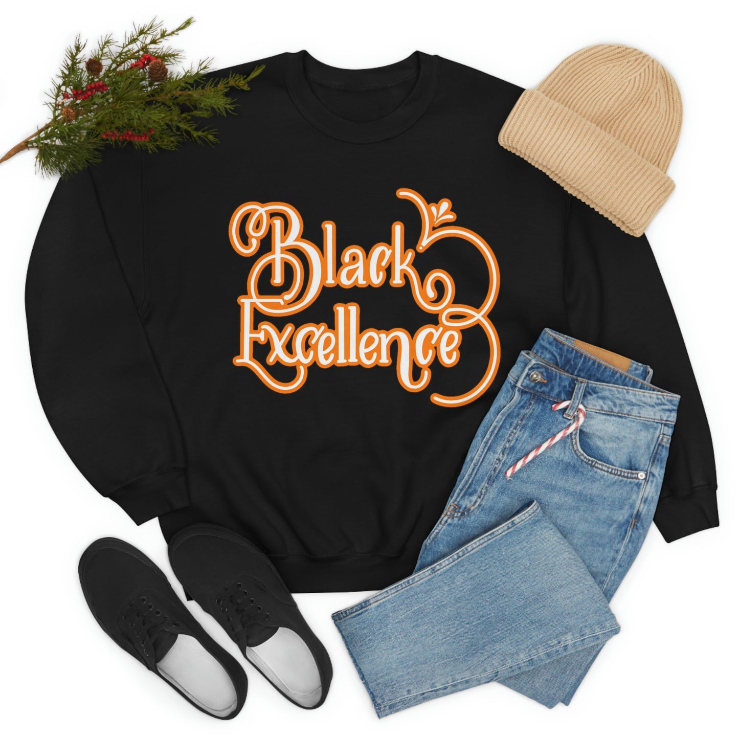 Black Excellence-orange and white-Unisex Sweatshirt