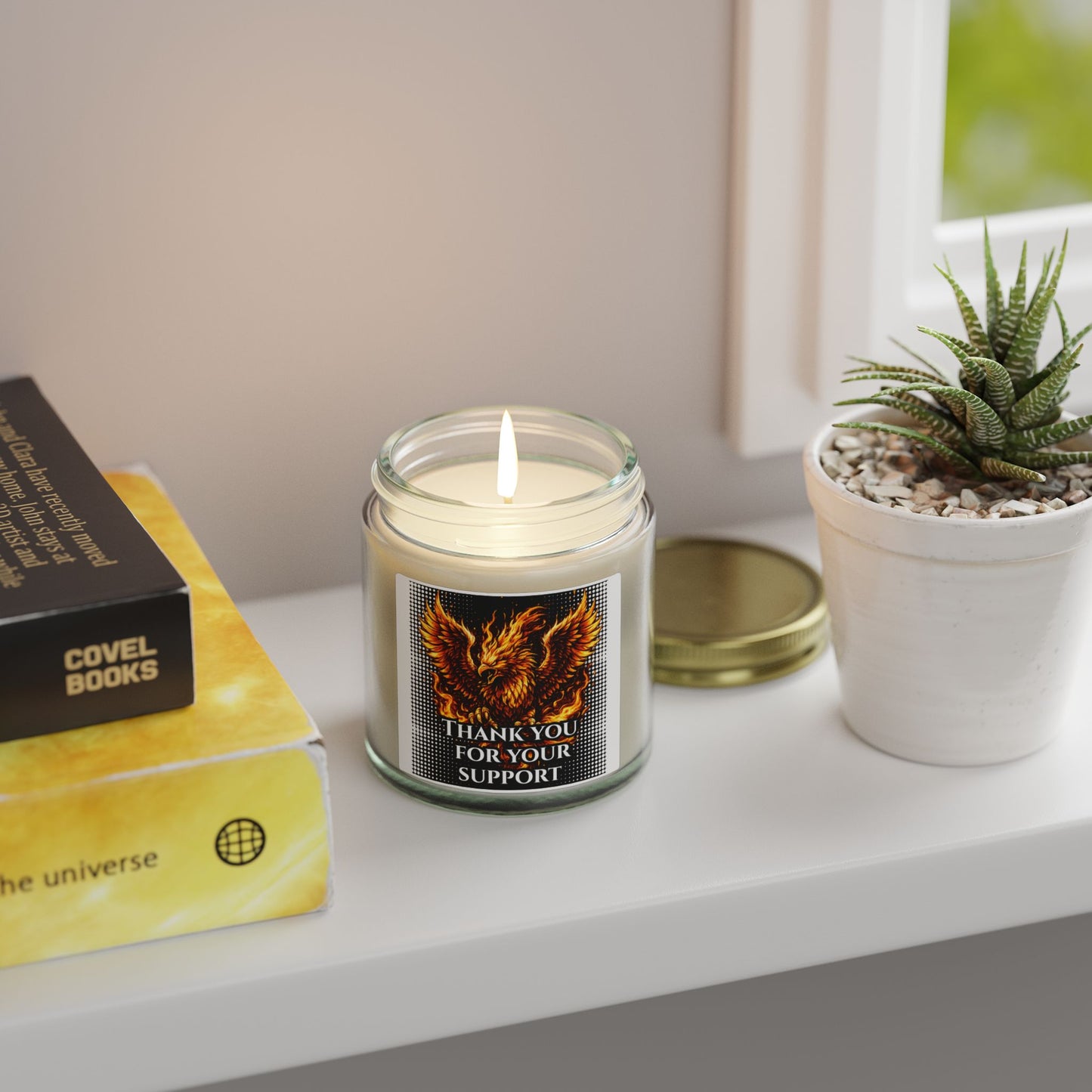 Coconut Apricot Scented Candle (4oz/9oz) — 'Thank You For Your Support' Phoenix Label