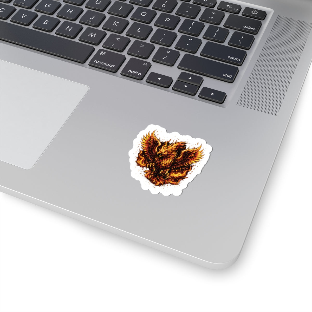 Flaming Phoenix Kiss-Cut Sticker — Fiery Mythical Bird Laptop Decal