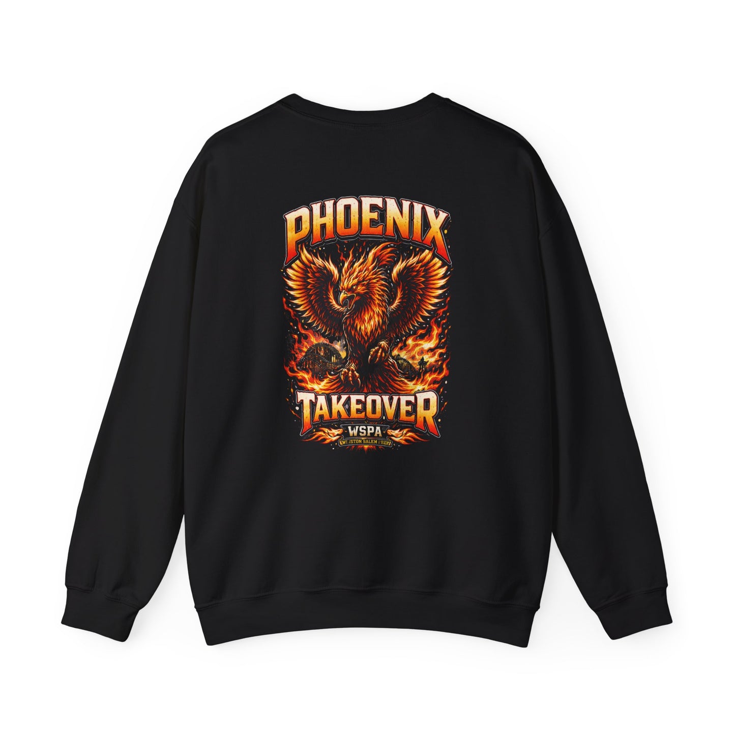 Phoenix Takeover Crewneck Sweatshirt — Fiery Phoenix Graphic Pullover Fundraiser
