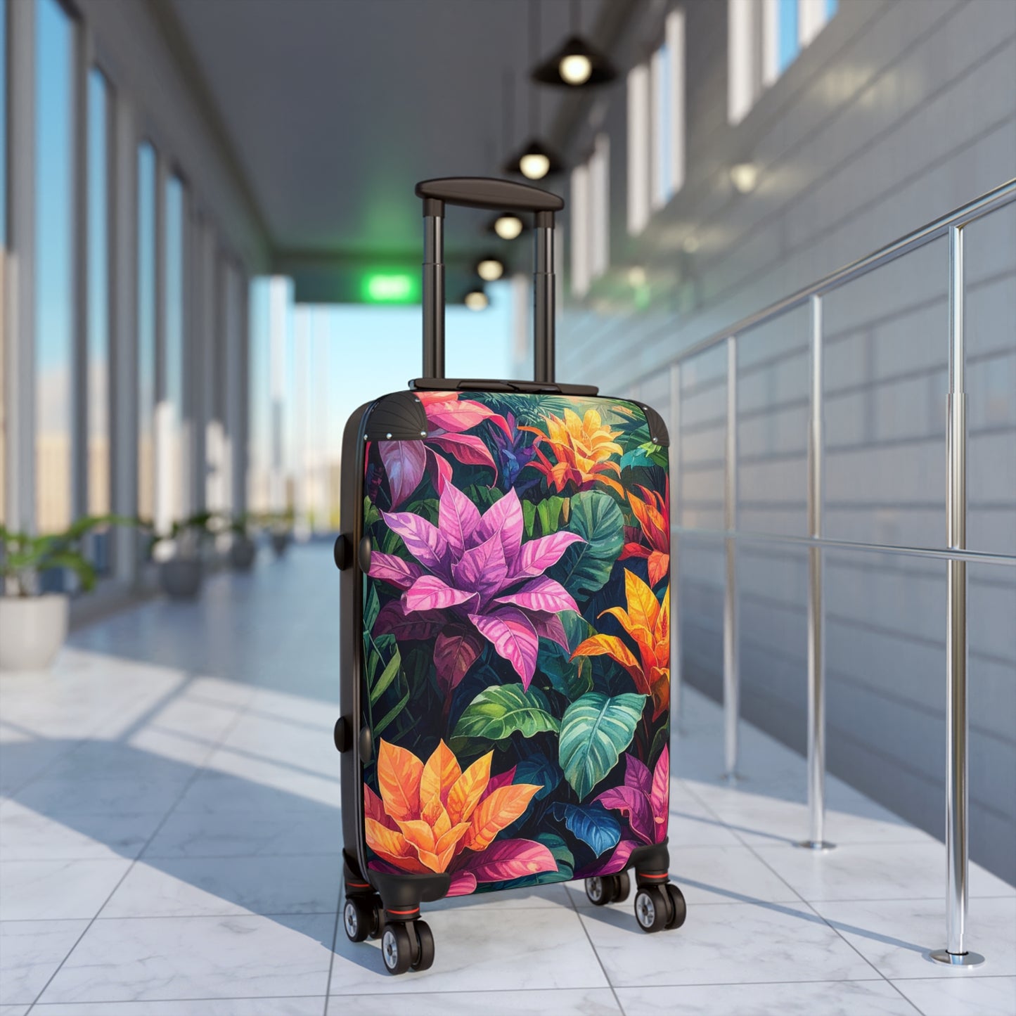 Floral Tropics Carry-On Suitcase — Vibrant Poinsettia & Leaf Travel Luggage