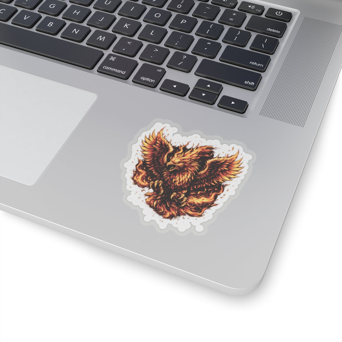 Flaming Phoenix Kiss-Cut Sticker — Fiery Mythical Bird Laptop Decal