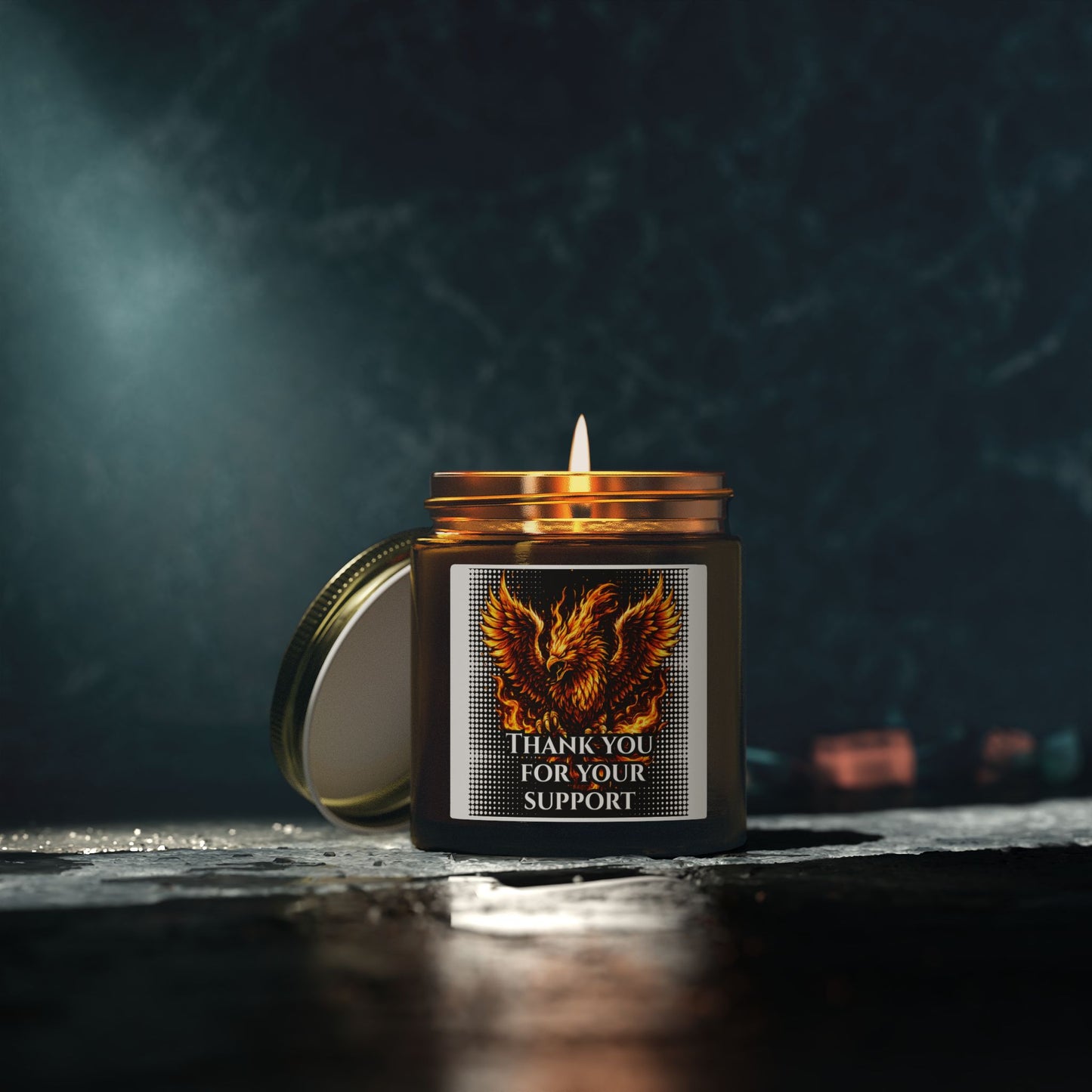 Coconut Apricot Scented Candle (4oz/9oz) — 'Thank You For Your Support' Phoenix Label