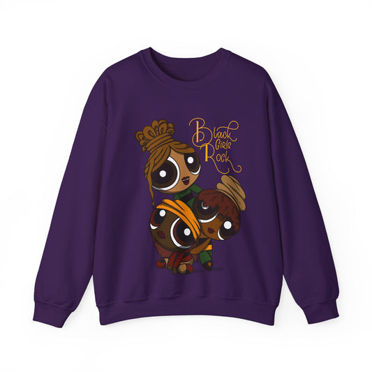 Black Girls Rock Crewneck Sweatshirt – Cute Cartoon Trio Graphic
