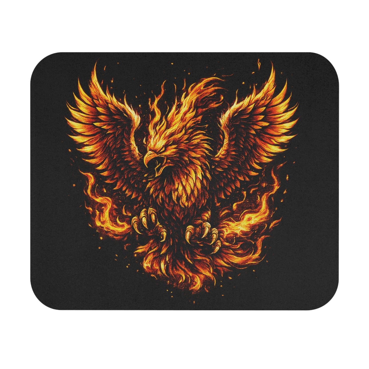 Fiery Phoenix Mouse Pad — Flaming Phoenix Desk Mat for Gamers & Students