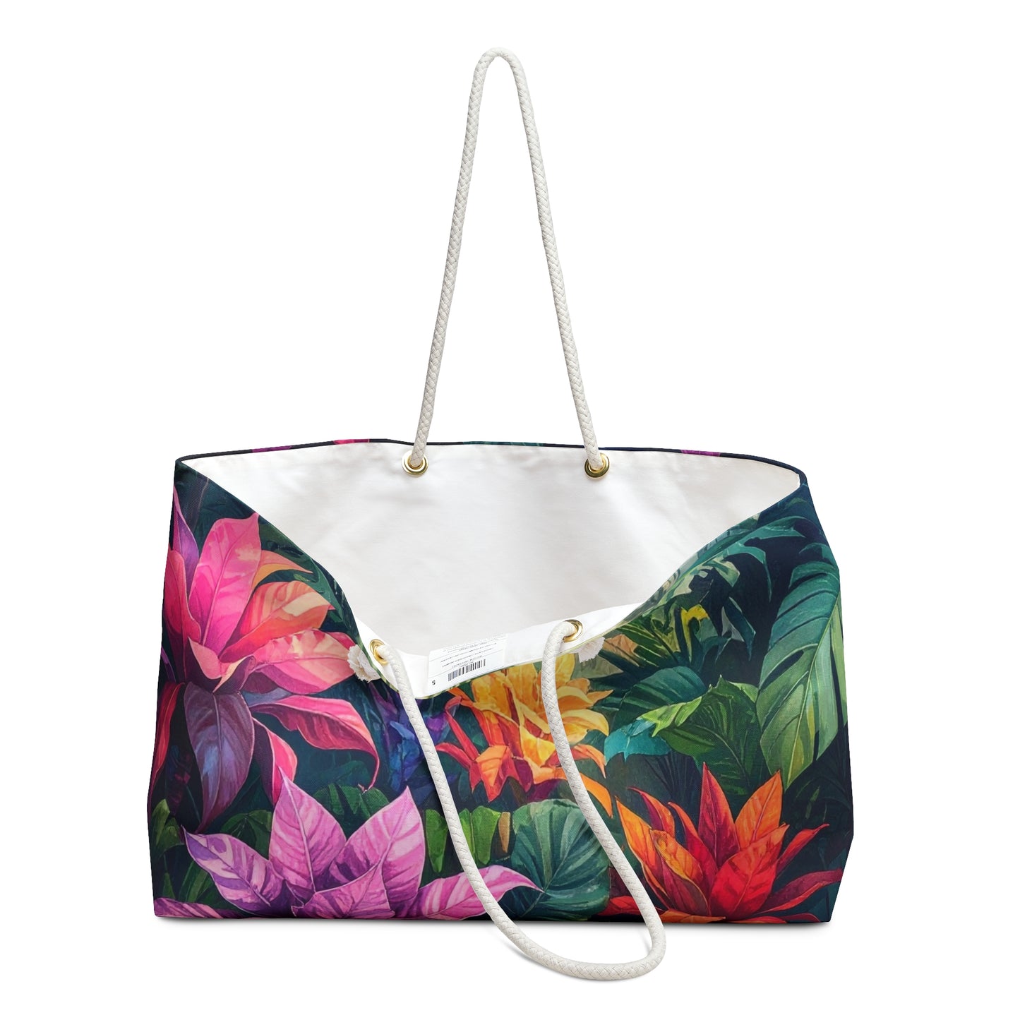 Tropical Floral Weekender Bag — Colorful Botanical Travel Tote for Beach, Vacation, or Getaways