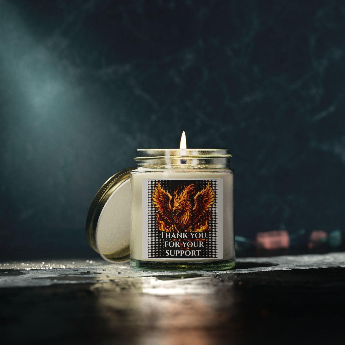 Coconut Apricot Scented Candle (4oz/9oz) — 'Thank You For Your Support' Phoenix Label