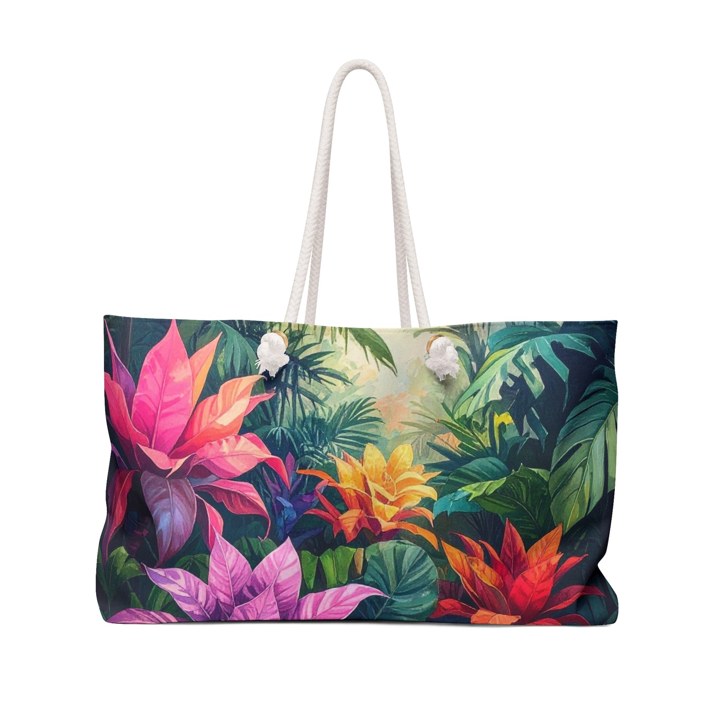 Tropical Floral Weekender Bag — Colorful Botanical Travel Tote for Beach, Vacation, or Getaways