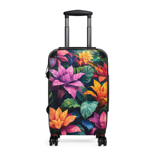 Floral Tropics Carry-On Suitcase — Vibrant Poinsettia & Leaf Travel Luggage