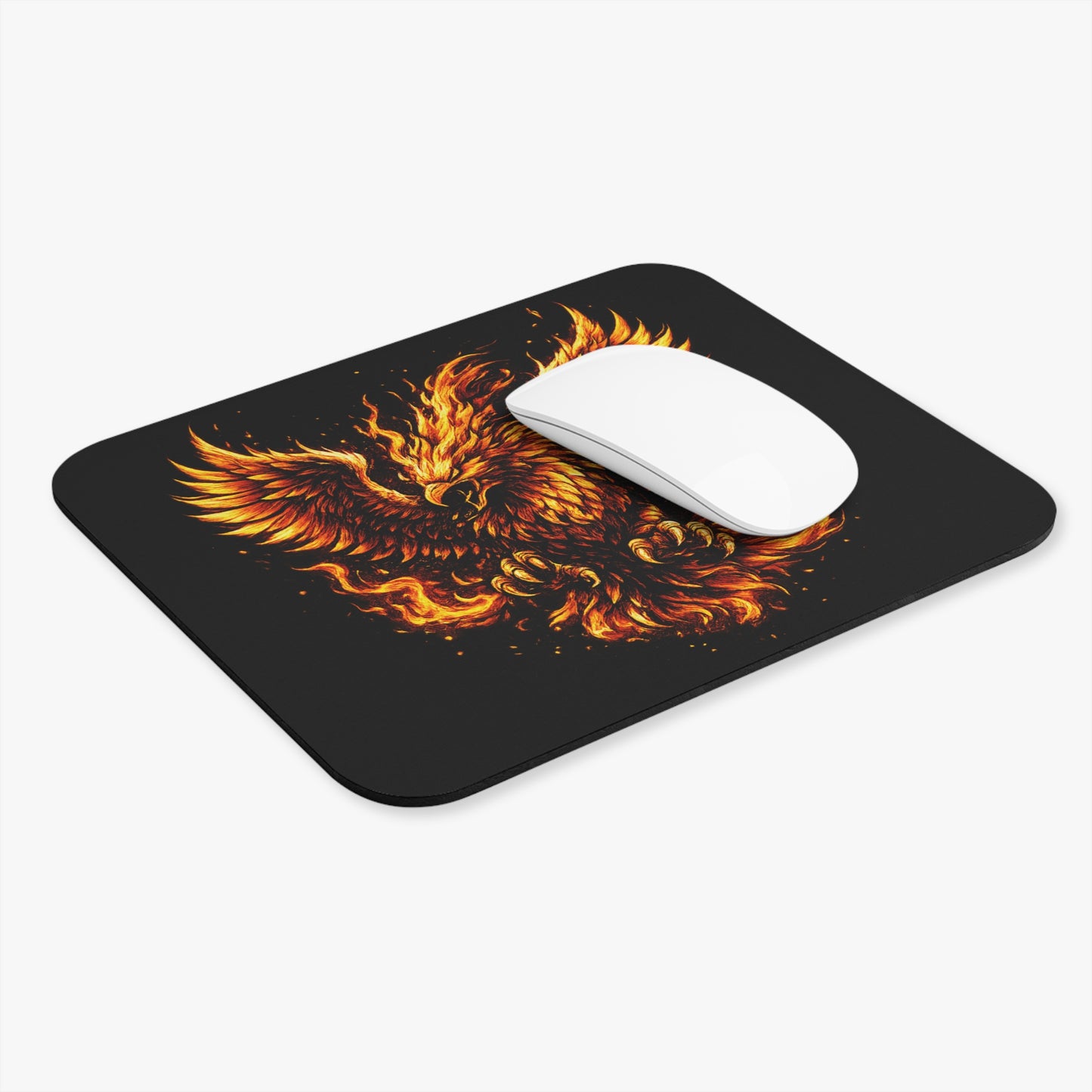 Fiery Phoenix Mouse Pad — Flaming Phoenix Desk Mat for Gamers & Students