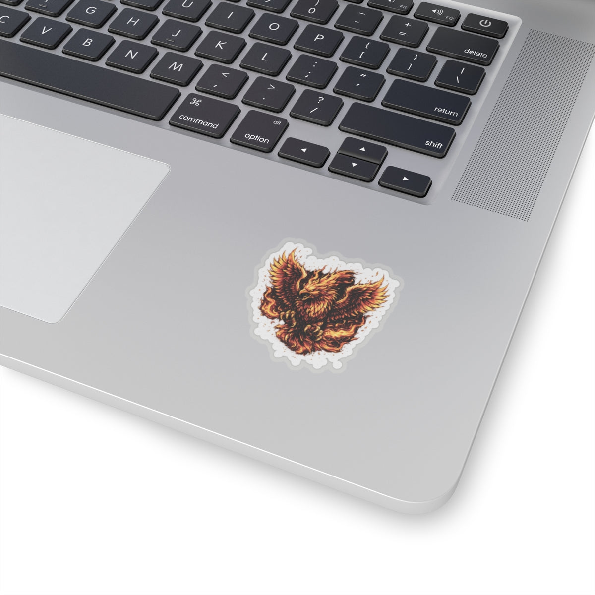 Flaming Phoenix Kiss-Cut Sticker — Fiery Mythical Bird Laptop Decal
