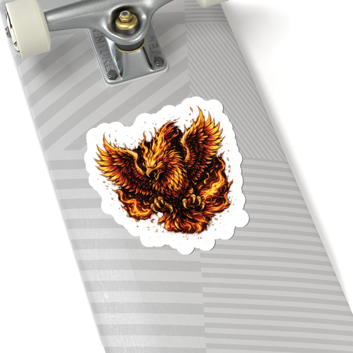 Flaming Phoenix Kiss-Cut Sticker — Fiery Mythical Bird Laptop Decal