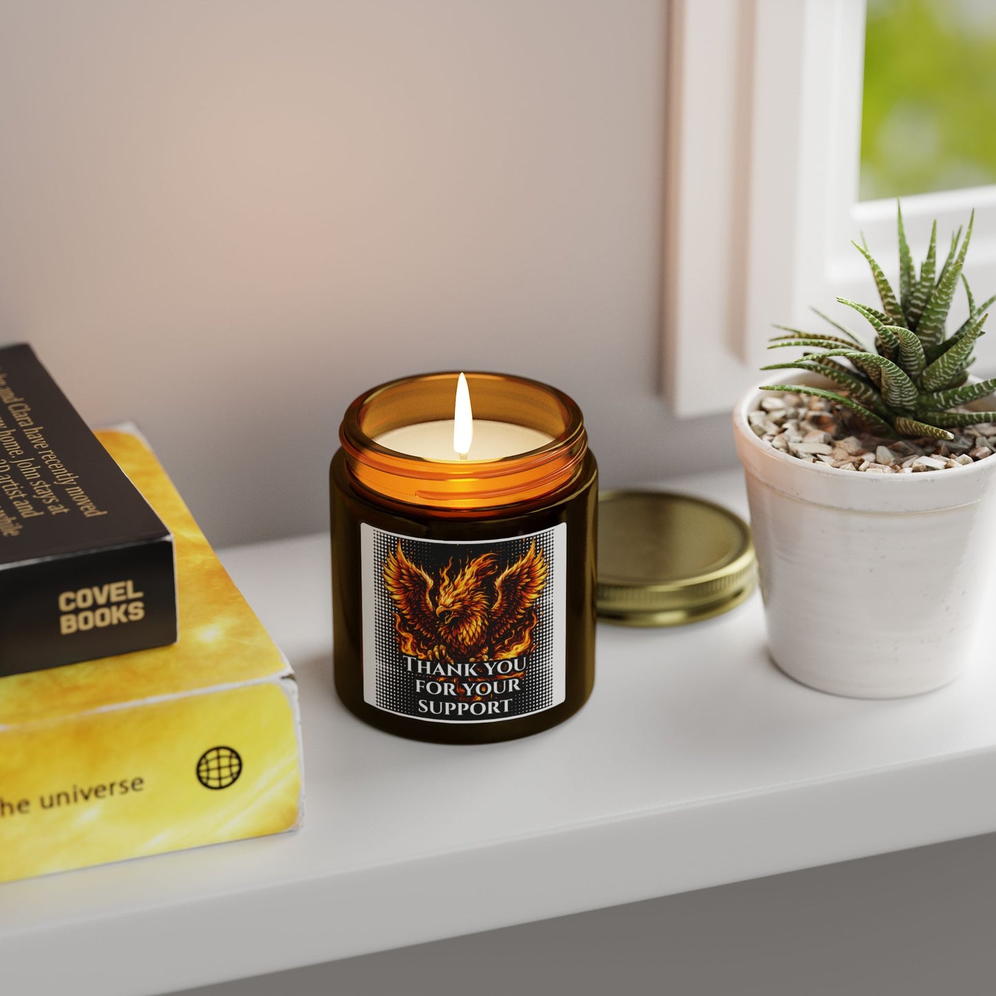 Coconut Apricot Scented Candle (4oz/9oz) — 'Thank You For Your Support' Phoenix Label