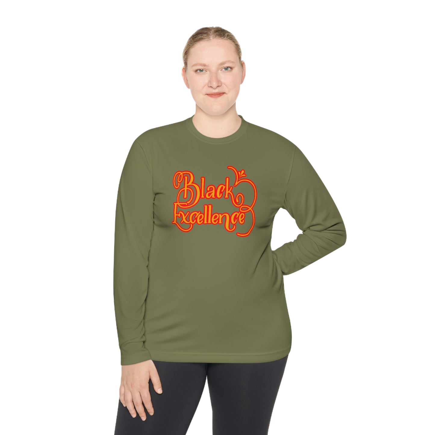 Black Excellence Long Sleeve Tee-Green