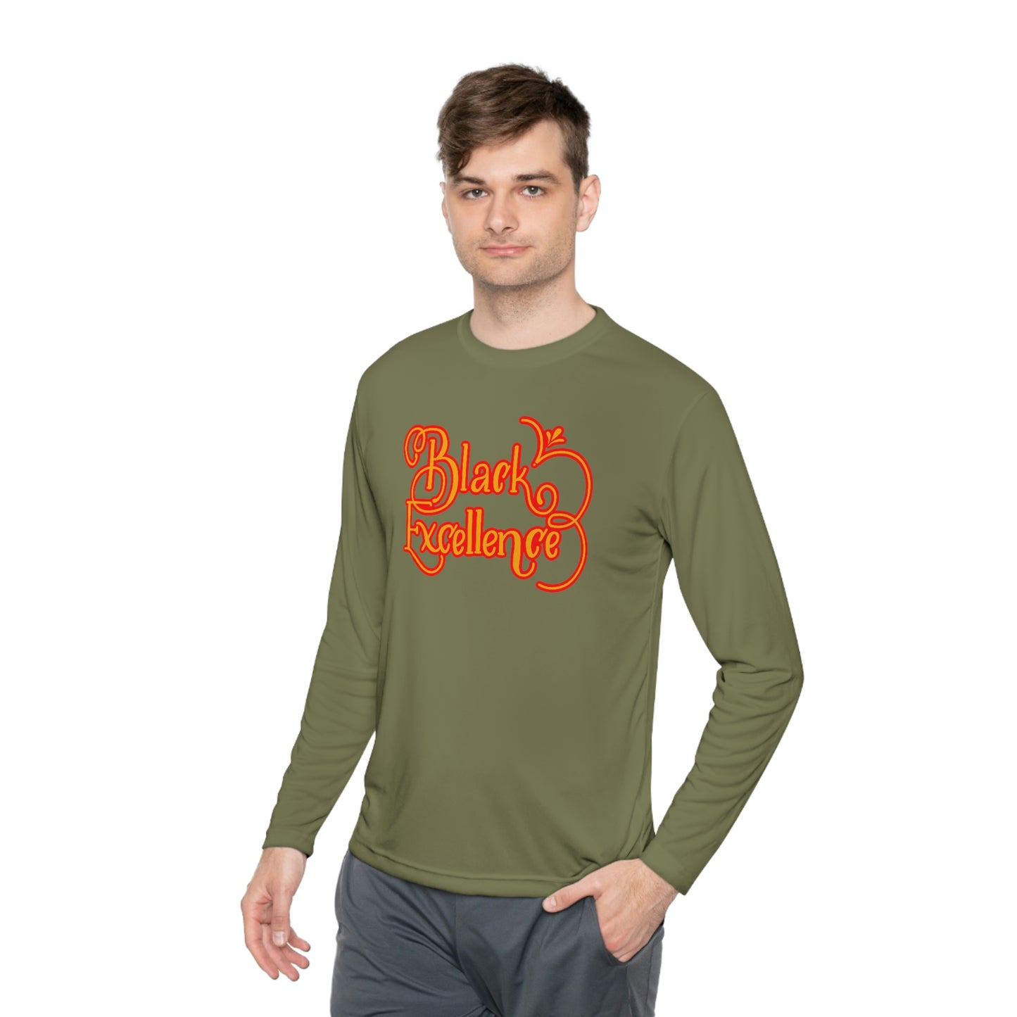 Black Excellence Long Sleeve Tee-Green