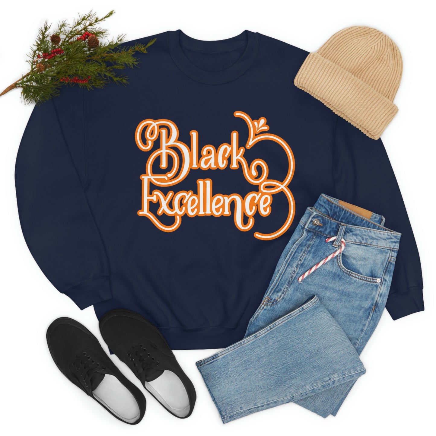 Black Excellence-orange and white-Unisex Sweatshirt