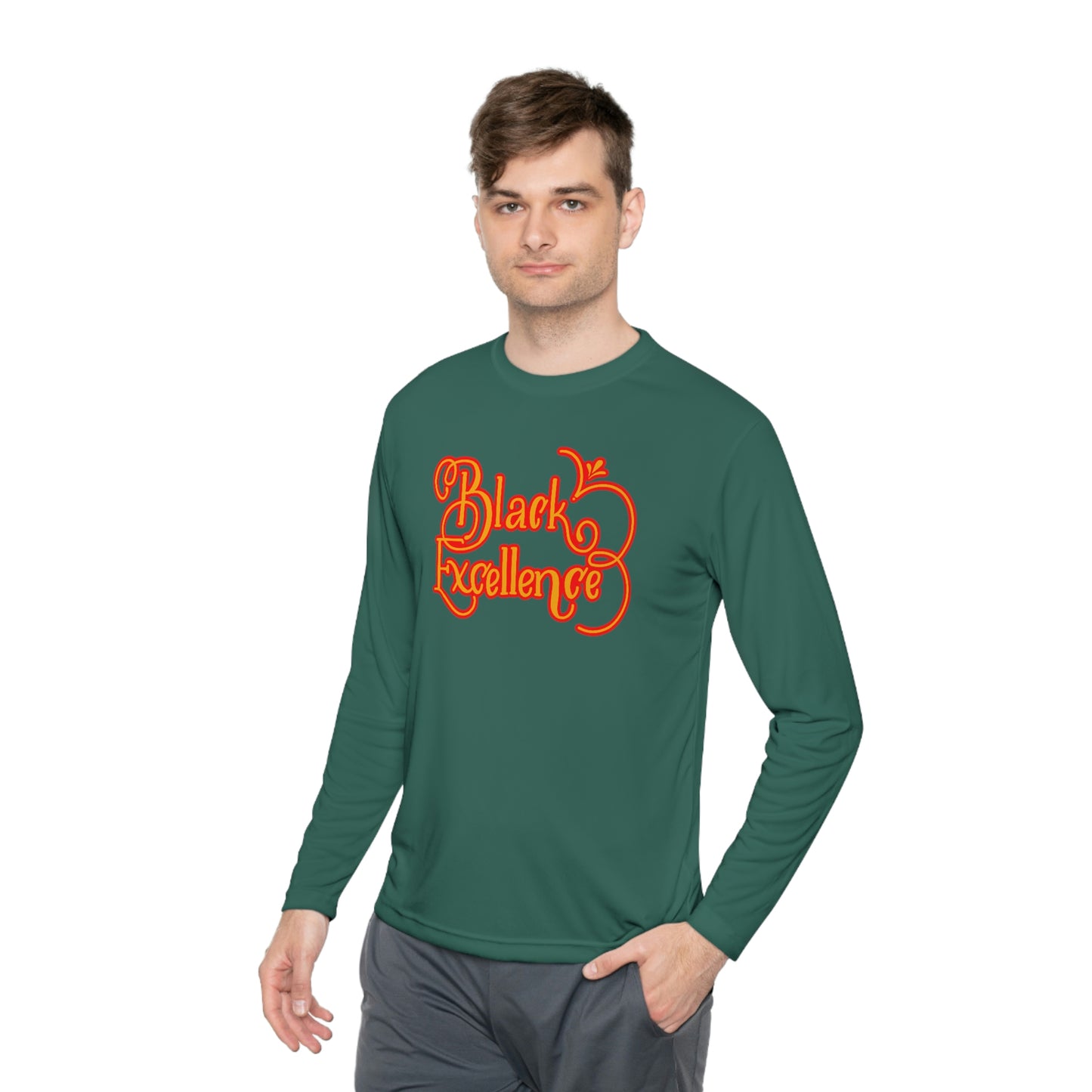 Black Excellence Long Sleeve Tee-Green